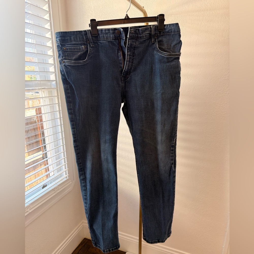 Urban Star Men’s Straight Leg Jeans 42x32 Blue Denim Stretch